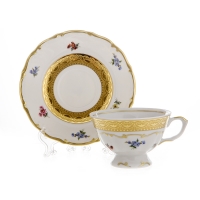 Набор для чая  Bavarian Porcelain Блюмен Лента Золотая на 6 персон (12 предметов)