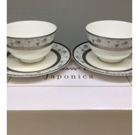 Набор чайных пар в стиле Прованс Japonica Киото на 2 персоны (4 предмета) EMPL-8239GY-3