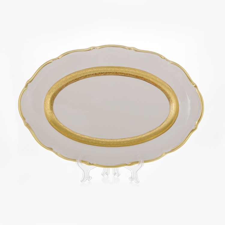 Блюдо Bavarian Porcelain Лента золотая матовая 2 38см овальное