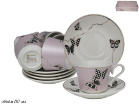 Набор кофейных пар Lenardi Butterfly розовый на 6 персон (12 предметов) 133-096