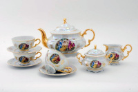 Золотой чайный сервиз Leander - Соната, декор 0676 (Мадонна перламутр) на 6 персон (15 предметов) 30442