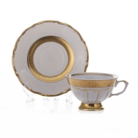 Набор для чая  Bavarian Porcelain Лента золотая матовая 2 на 6 персон (12 предметов)