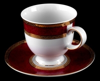 Набор для чая Bavarian Porcelain Верона красная чашка 200мл+блюдце на 6 персон 12 предметов 53643 