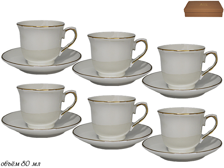 Набор кофейных пар Lenardi Изобэль на 6 персон (12 предметов) 105-757