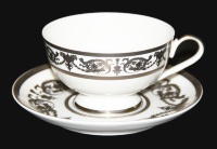 Набор для чая Bavarian Porcelain Александрия Платин/белый на 6 персон (12 предметов)