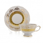 Набор для чая  Bavarian Porcelain Лист белый Золото на 6 персон (12 предметов)