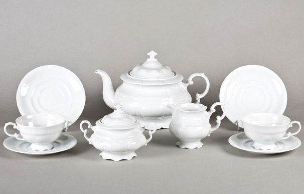 Чайный сервиз Leander - Соната, декор 0000 (Белый) на 6 персон (15 предметов) 31847