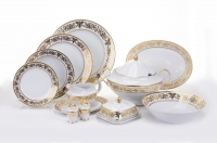 Столовый сервиз Bavarian Porcelain Александрия Голд/белый на 6 персон (27 предметов)