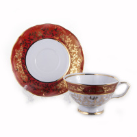 Набор для чая  Bavarian Porcelain Лист красный на 6 персон (12 предметов)