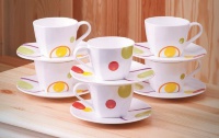 Набор чайных пар с квадратными тарелками АККУ Круги на 6 персон (12 предметов)