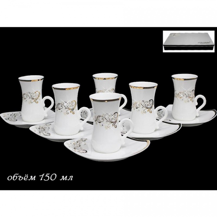 Набор чайных пар Lenardi Givenchi Gold на 6 персон (12 предметов) 108-205