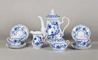 Синий кофейный сервиз Leander - Мэри-Энн, декор 0055 (Луковый рисунок) на 6 персон (15 предметов) 30851