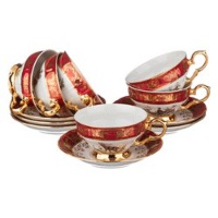 Набор чайных пар Queens Crown Охота красная на 6 персон (12 предметов)