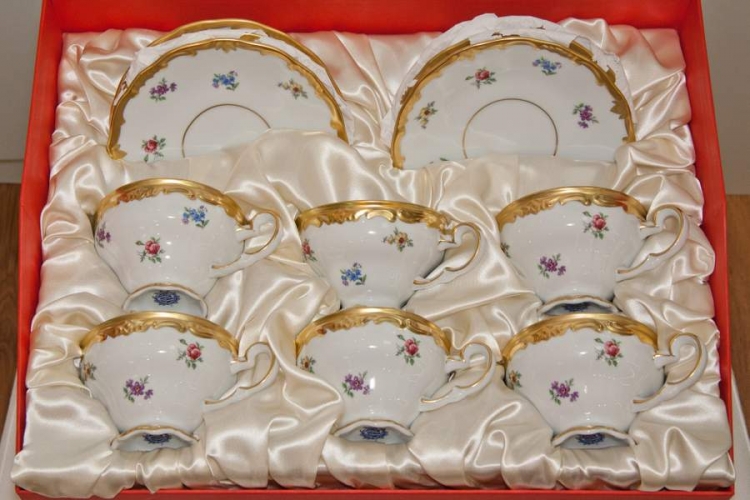 Набор для чая Weimar Porzellan Мейсенский цветок на 6 персон (18 предметов) подарочный