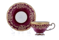 Набор для чая Weimar Porzellan Ювел красный на 6 персон (12 предметов) подарочный