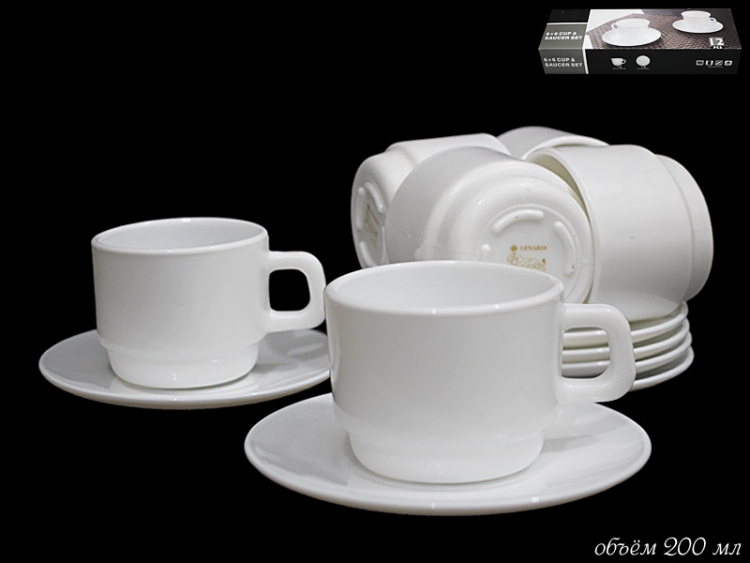 Набор чайных пар Lenardi серия White на 6 персон (12 предметов)