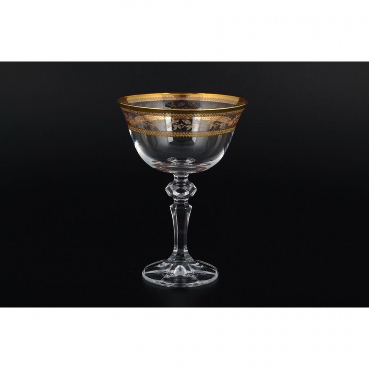 Набор бокалов для мартини Crystalex Золотой лист Кристина 180мл 6шт