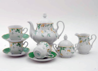 Чайный сервиз в стиле Прованс Leander - Мэри-Энн, декор 1381 (Зеленые цветы) на 12 персон (27 предметов) 31853