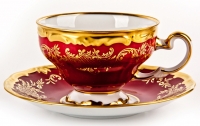 Набор для чая Weimar Porzellan Ювел красный на 6 персон (12 предметов)