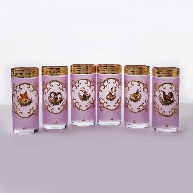 Набор стаканов Bohemia Охота розовая 300мл 6шт