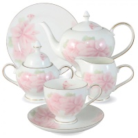 Чайный сервиз Emily Розовые цветы на 6 персон (21 предмет)