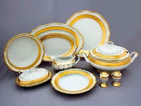 Столовый сервиз Bavarian Porcelain Лента золотая матовая 2 на 6 персон (27 предметов)
