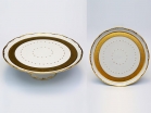 Тортница Bavarian Porcelain Лента золотая матовая 2 на ножке