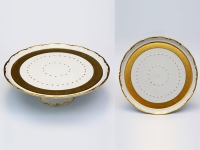 Тортница Bavarian Porcelain Лента золотая матовая 2 на ножке