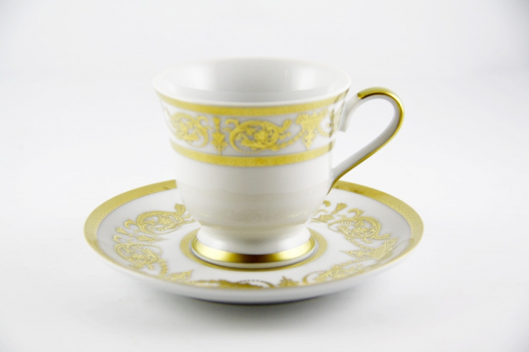 Набор для кофе Bavarian Porcelain Александрия Голд/белый на 6 персон (12 предметов)