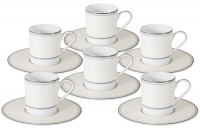 Набор кофейных пар из костяного фарфора Naomi Жемчуг на 6 персон (12 предметов)