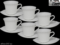 Набор чайных пар Lenardi Белый на 6 персон (12 предметов)