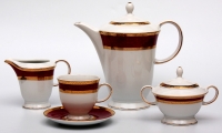 Чайный сервиз Bavarian Porcelain - Верона красная на 6 персон (15 предметов) 53757