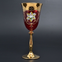Набор бокалов для вина Bohemia Лепка красная 250мл 6шт золотая ножка
