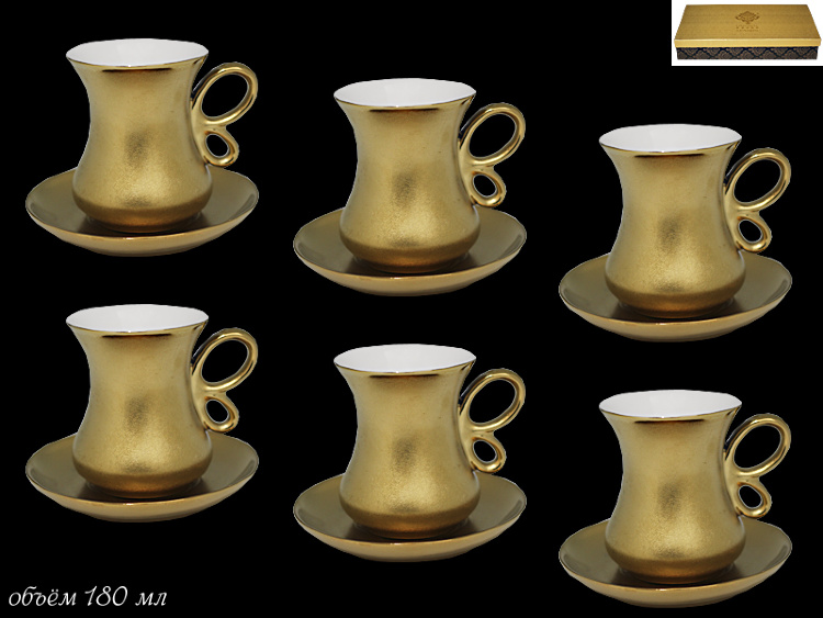 Набор чайных пар Lenardi Gold на 6 персон (12 предметов) 224-150