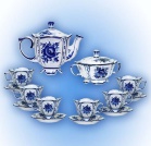 Чайный сервиз Гжель Иринка на 6 персон (14 предметов) кобальт