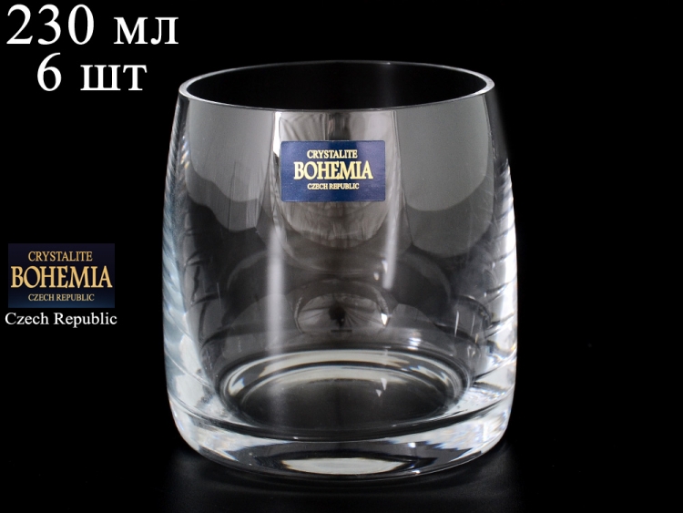 Набор стаканов для виски Crystalite Bohemia Идеал Недекорированный 230мл 6шт