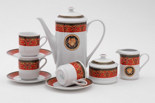 Кофейный сервиз Leander - Сабина, декор В979 (Версаче Красная лента) на 6 персон (15 предметов) 30862