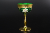 Набор бокалов для мартини Bohemia Лепка зеленая 200мл 6шт золотая ножка