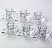 Набор чайных пар Soga Glass Ангелина прозрачная на 6 персон (12 предметов)
