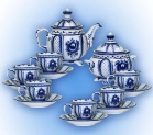 Чайный сервиз Гжель Надежда на 6 персон (14 предметов) кобальт
