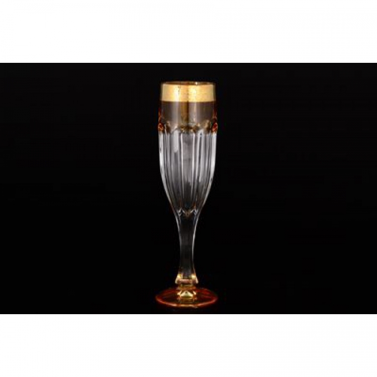 Набор фужеров для шампанского Crystalite Bohemia Сафари желтые 120мл 6шт