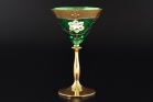 Набор бокалов для мартини Bohemia Лепка зеленая 6шт золотая ножка