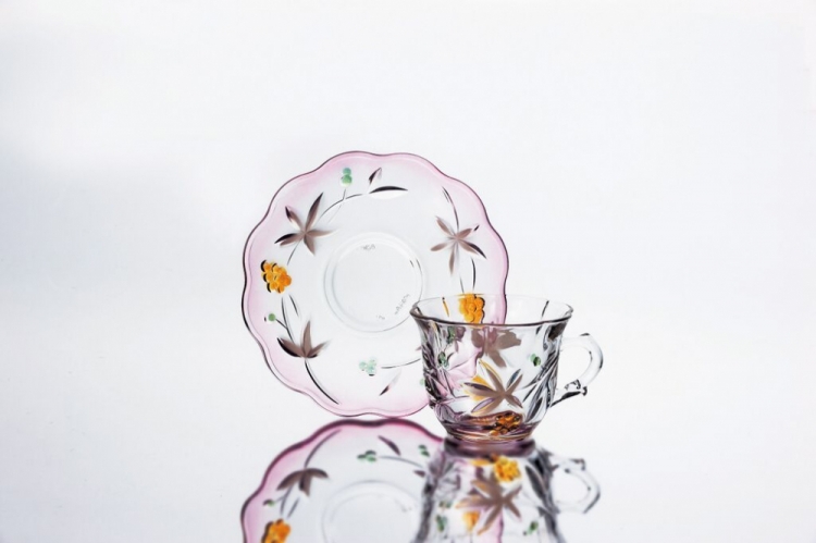 Набор чайных пар Soga Glass Гарден Террас Черри на 6 персон (12 предметов)