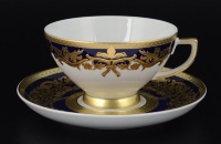  Набор чайных пар Falkenporzellan Natalia cobalt gold на 6 персон (12 предметов)