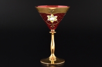 Набор бокалов для мартини Bohemia Лепка красная 6шт золотая ножка