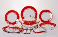 Столовый сервиз Bavarian Porcelain Мария - Лист красный на 6 персон (27 предметов)