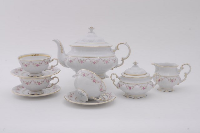Чайный сервиз Leander - Соната, декор 0158 (Мелкие цветы) на 6 персон (15 предметов) 31568