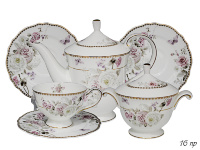 Чайный сервиз с розовыми цветами Lenardi серии Пионы на 6 персон (16 предметов)