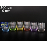 Цветной набор стаканов для виски Crystalex Арлекино 300мл 6шт