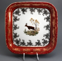Салатник Bavarian Porcelain Охота красная 24см квадратный